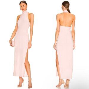 Norma Kamali x REVOLVE Halter Turtle Side Slit Gown in Blush